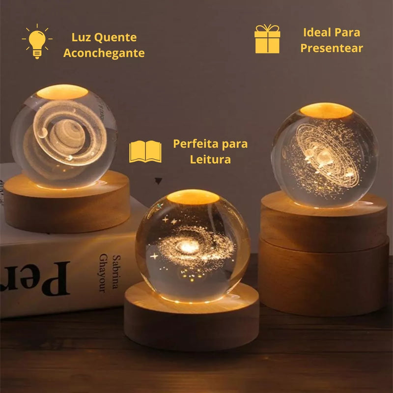 Luminária 3D Bola de Cristal Saturno