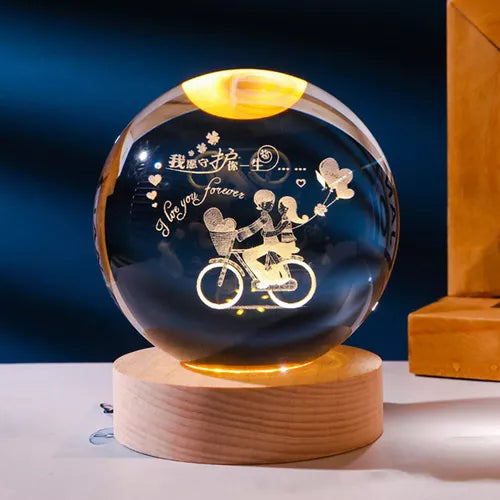 Luminária 3D Bola de Cristal Namorados
