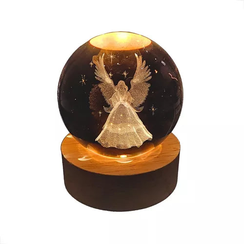 Luminária 3D Bola de Cristal Anjo