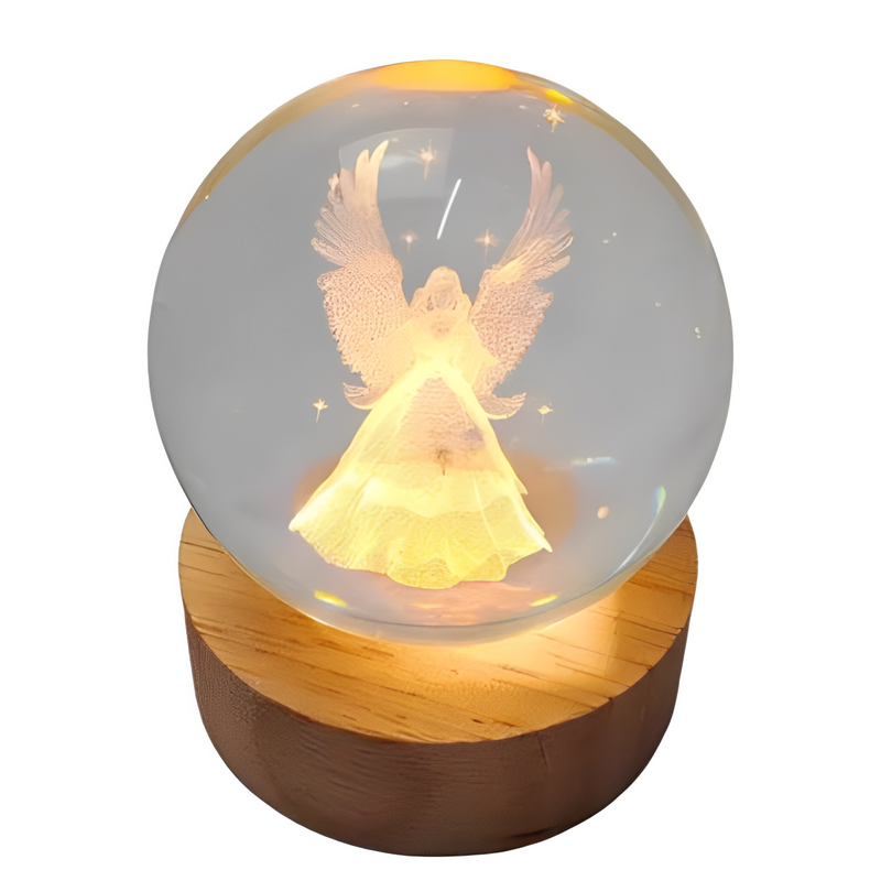 Luminária 3D Bola de Cristal Anjo